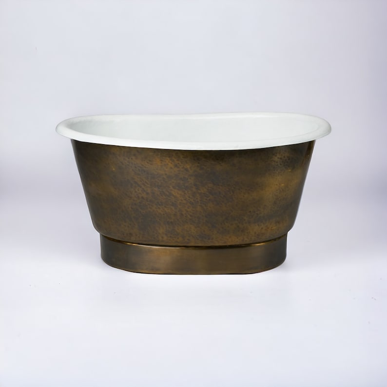 Freestanding Brass Vessel Sink – Hammered Tub Style Bathroom Basin