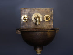 Hammered Patina Brass Wall Mount Sink With Solid Brass FaucetVintage Brass Wall Mounted Sink | Affordable Luxury