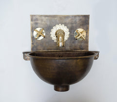 Hammered Patina Brass Wall Mount Sink With Solid Brass FaucetVintage Brass Wall Mounted Sink | Affordable Luxury