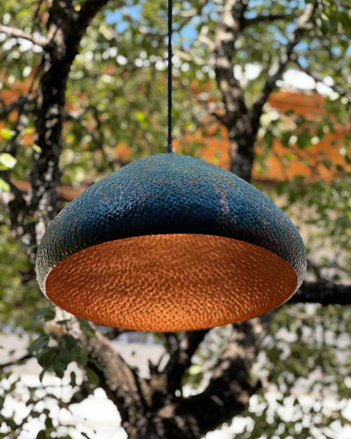 Handmade Green Patina Pendant Light - Copper Ceiling Chandelier - Zael