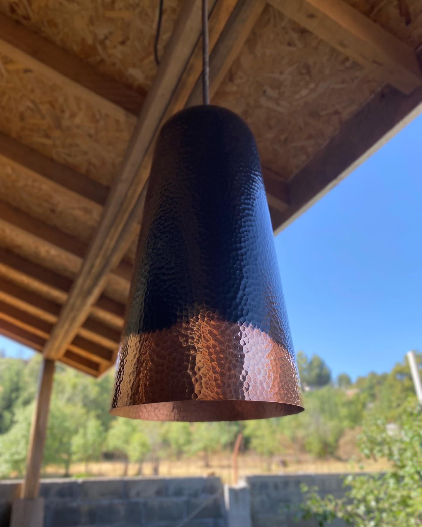 Hammered Two-Tone Copper Pendant Light - Farmhouse Hanging Light -Nyx