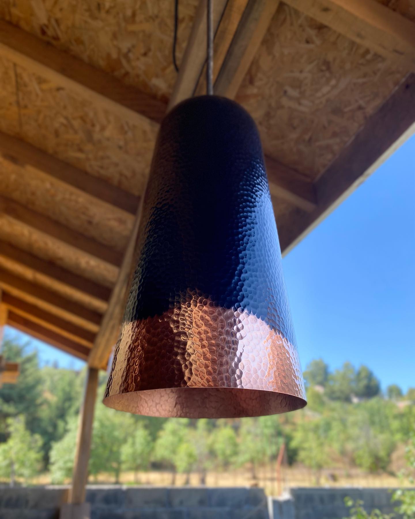 Hammered Two-Tone Copper Pendant Light - Farmhouse Hanging Light -Nyx