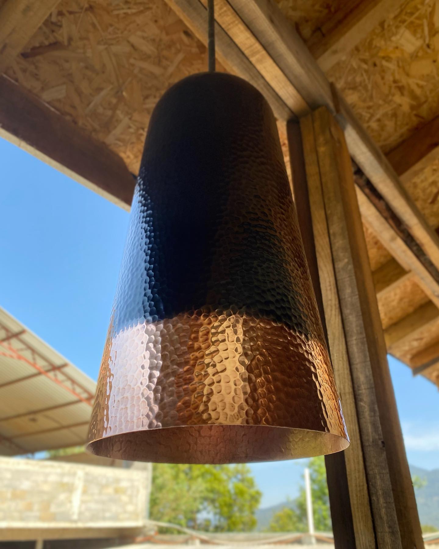 Hammered Two-Tone Copper Pendant Light - Farmhouse Hanging Light -Nyx