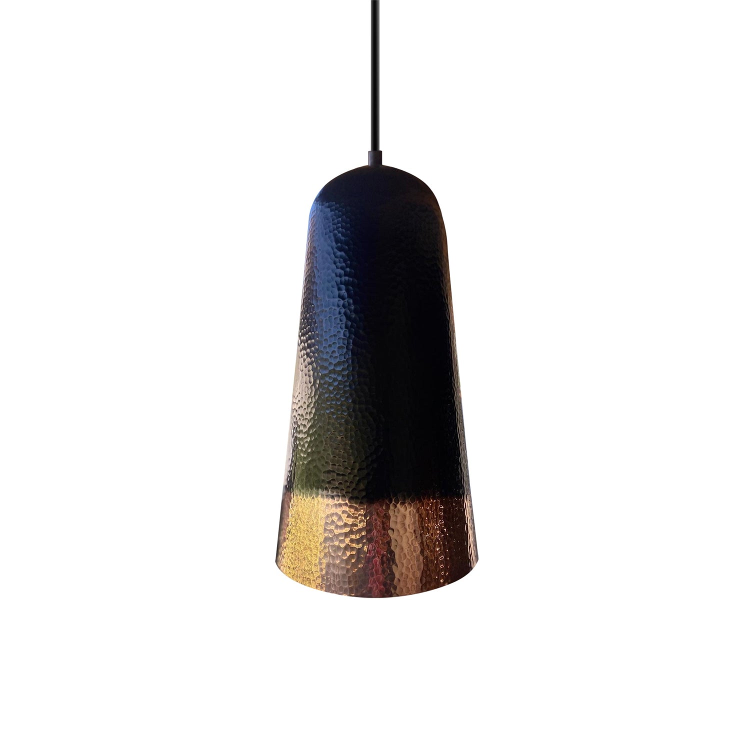 Hammered Two-Tone Copper Pendant Light - Farmhouse Hanging Light -Nyx