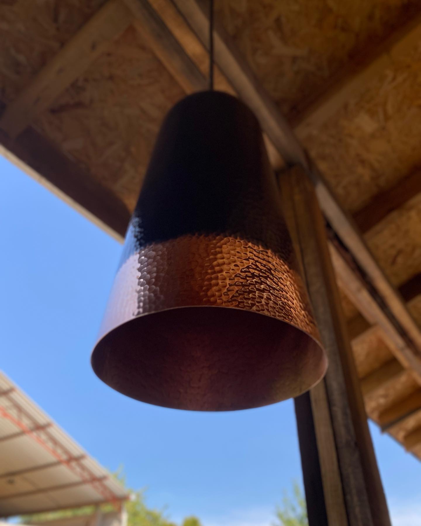 Hammered Two-Tone Copper Pendant Light - Farmhouse Hanging Light -Nyx