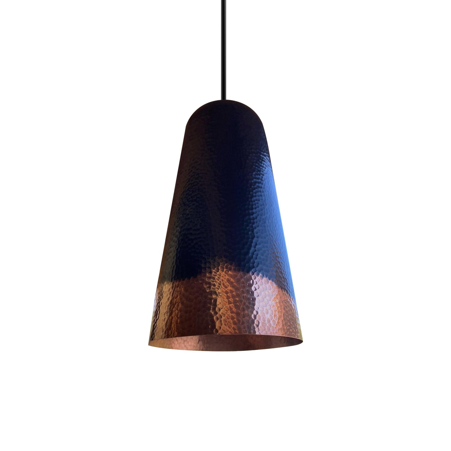 Hammered Two-Tone Copper Pendant Light - Farmhouse Hanging Light -Nyx