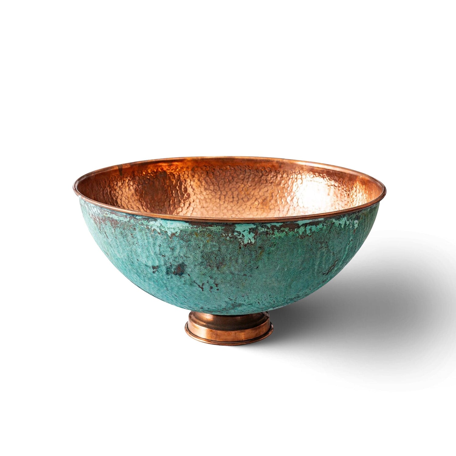 Green Patina Hammered Copper Vessel Sink – Handmade Bathroom Vanity Bowl