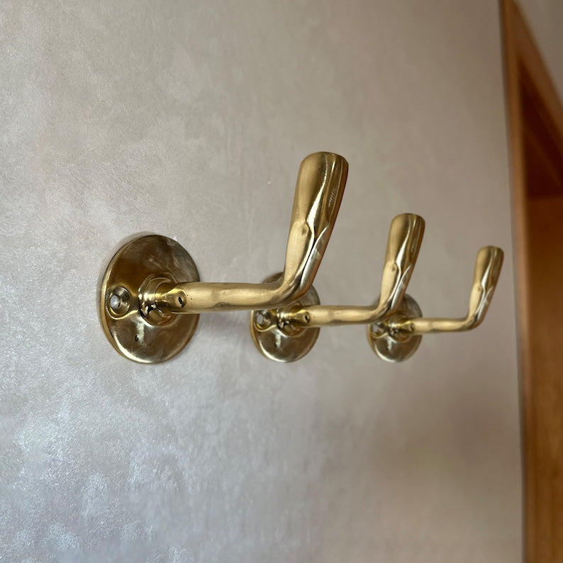 Handmade Unlacquered Brass Wall-Mounted Coat Hook