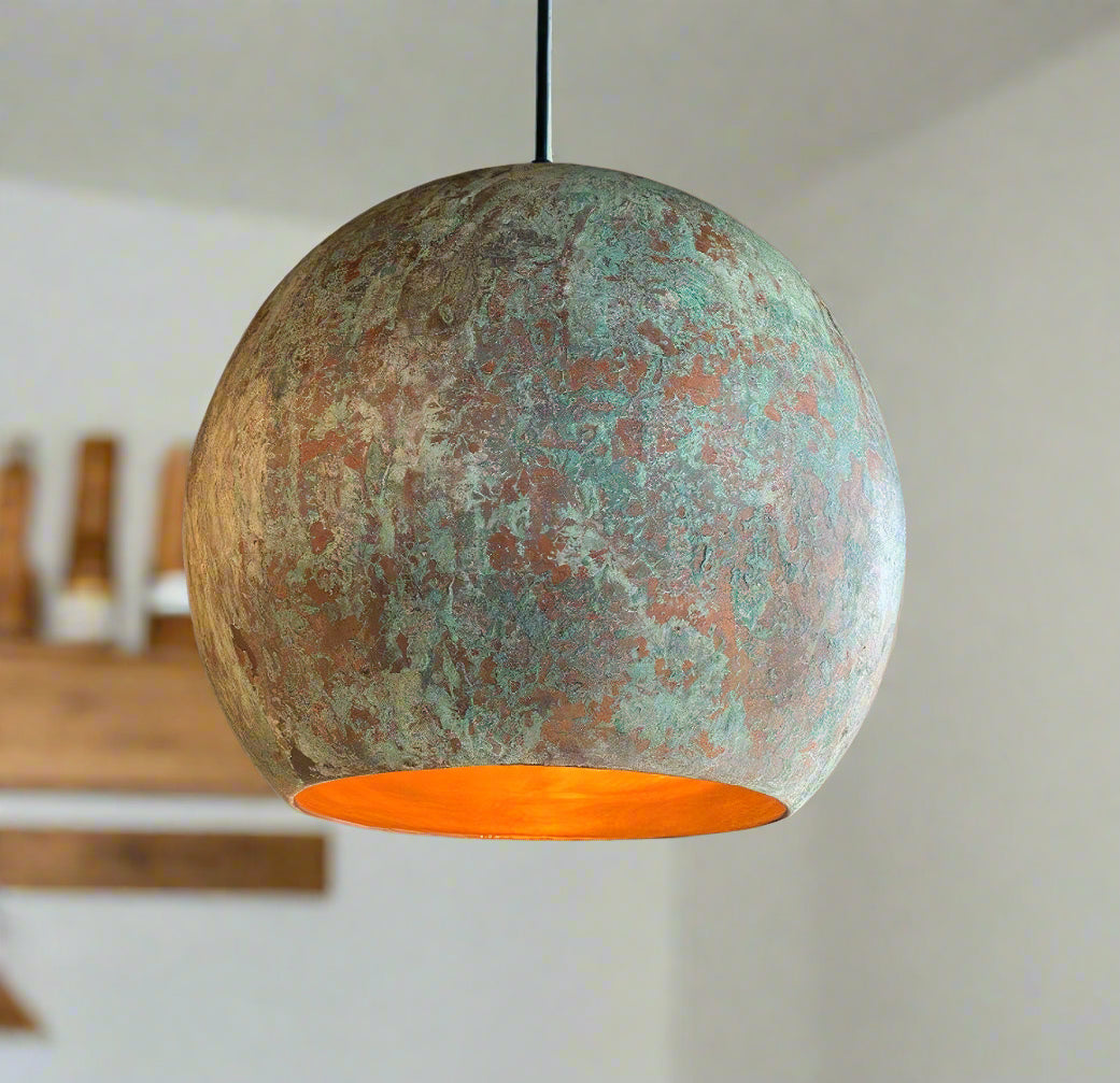 Copper Dome Pendant light  Green Patina Kitchen Island Lights