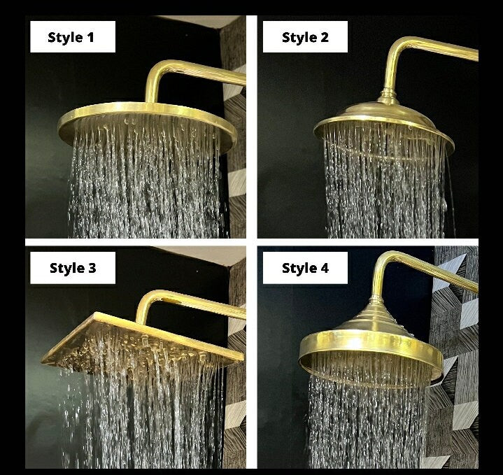Unlacquered Brass Exposed Shower System with Handheld Tub Faucet